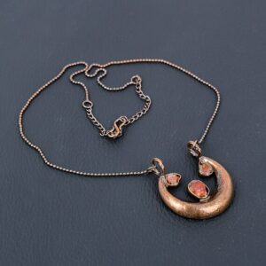 Handmade Carnelian Rough Gemstone Copper Necklace, 18 Inch Adjustable Chain Handmade Carnelian Rough Gemstone Copper Necklace, 18 Inch Adjustable Chain