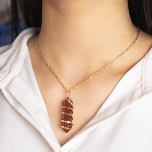 Carnelian Necklace Handwrapped in USA Carnelian Jewelry Handmade Jewelry Healing Crystal Gold Silver Chakra Stone Necklace Pre-charged