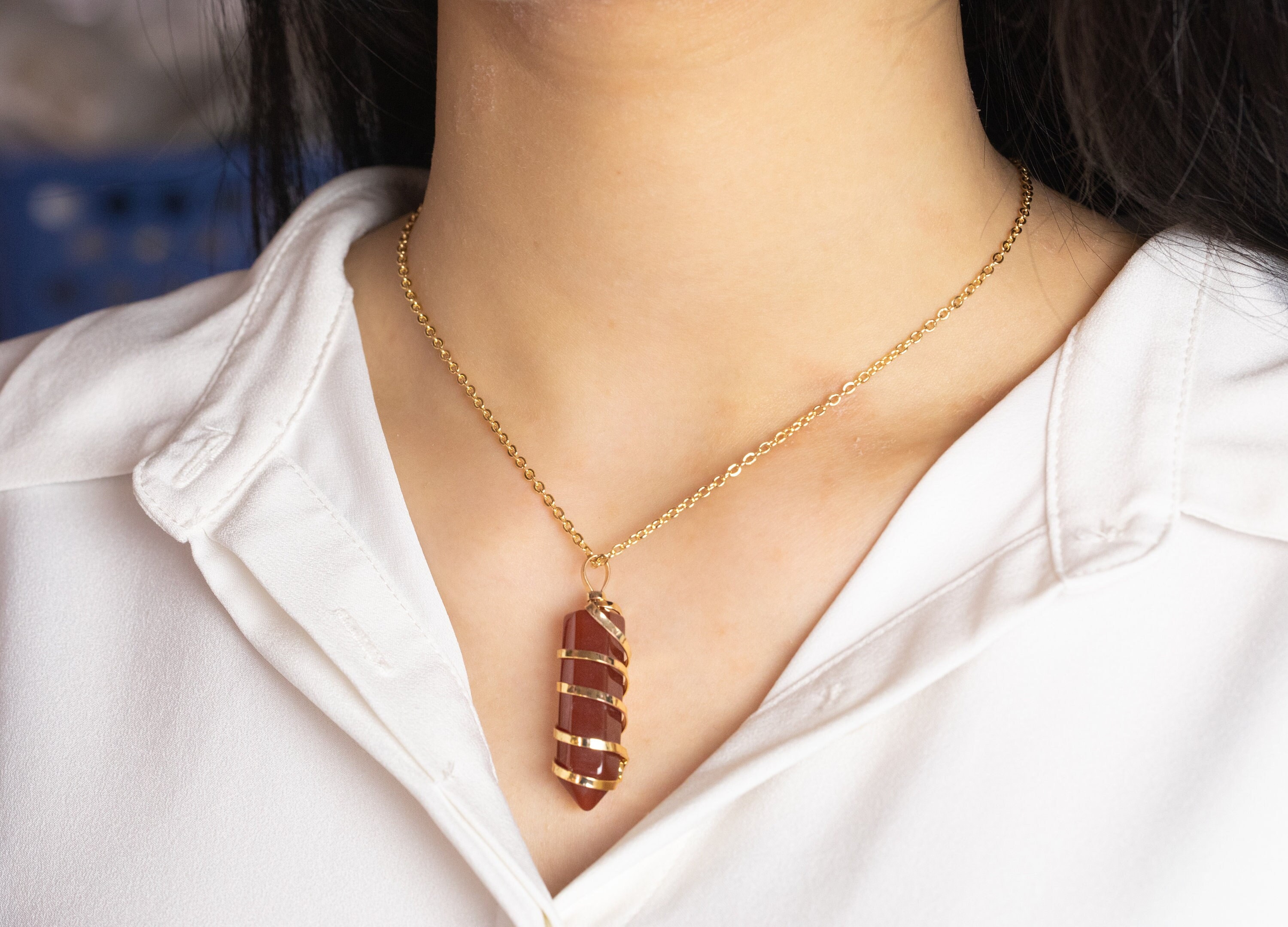 Carnelian Necklace Handwrapped In Usa Carnelian Jewelry Handmade Jewelry Healing Crystal Gold Silver Chakra Stone Necklace Pre-charged