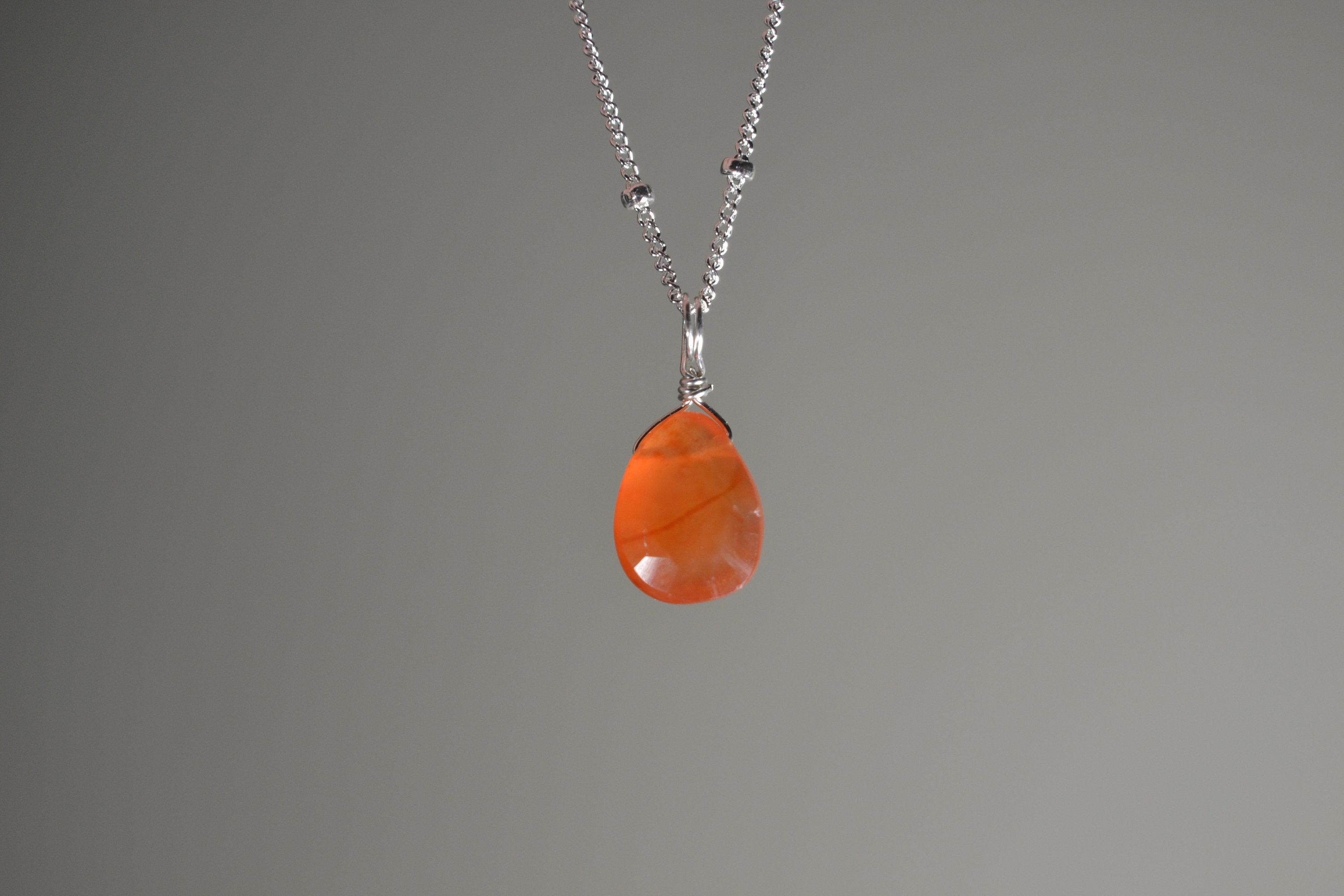 Carnelian Necklace In Sterling Silver, 14k Gold Fill // Carnelian Briolette // Healing Gemstone // Sacral Chakra // Minimalist Carnelian