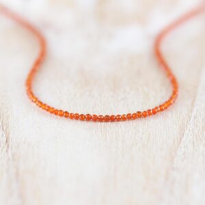 Carnelian Necklace In Sterling Silver, Gold Or Rose Gold Fill, Dainty Orange Gemstone Choker, Long Layering Necklace, Tiny 2mm Faceted Beads Carnelian Necklace In Sterling Silver, Gold Or Rose Gold Fill, Dainty Orange Gemstone Choker, Long Layering Necklace, Tiny 2mm Faceted Beads