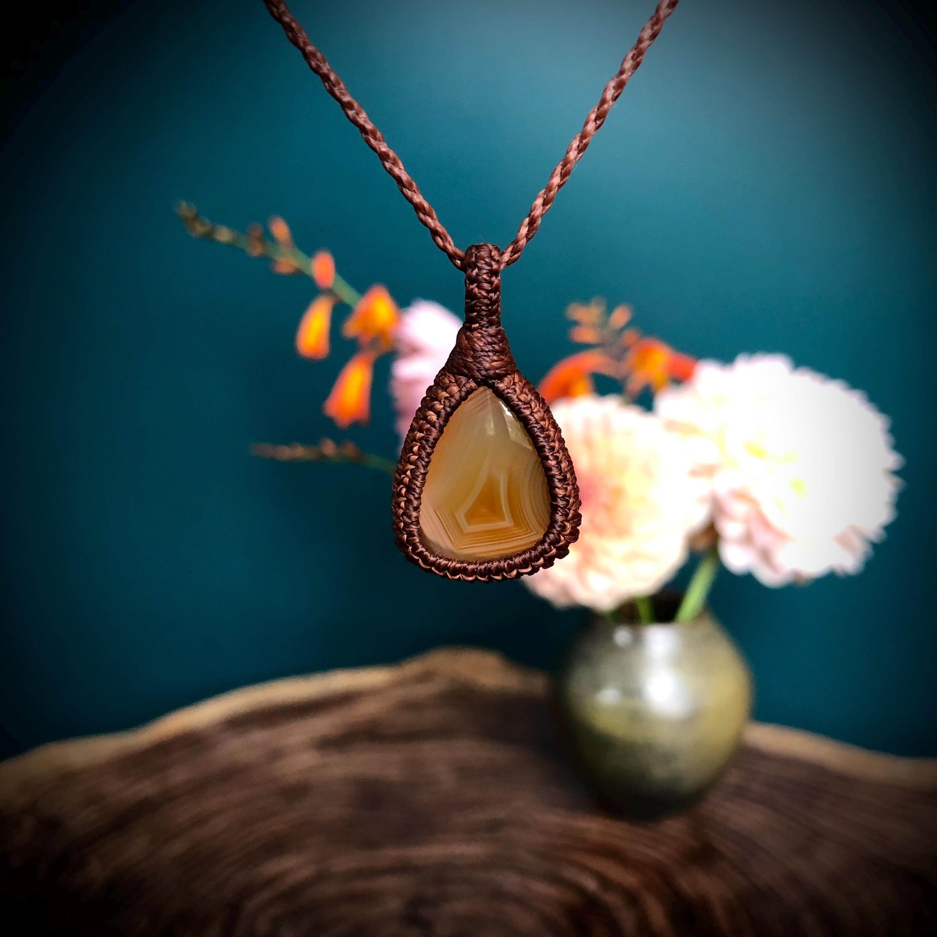 Carnelian Necklace, Little Carnelian, Orange Carnelian, Macrame Necklace, Anneroza, Small Gemstone Necklace, Healing Gemstone, Bohemian Look