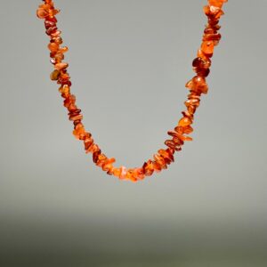 Long Carnelian Crystal Necklace, 36 Inch Gemstone Chips Necklace