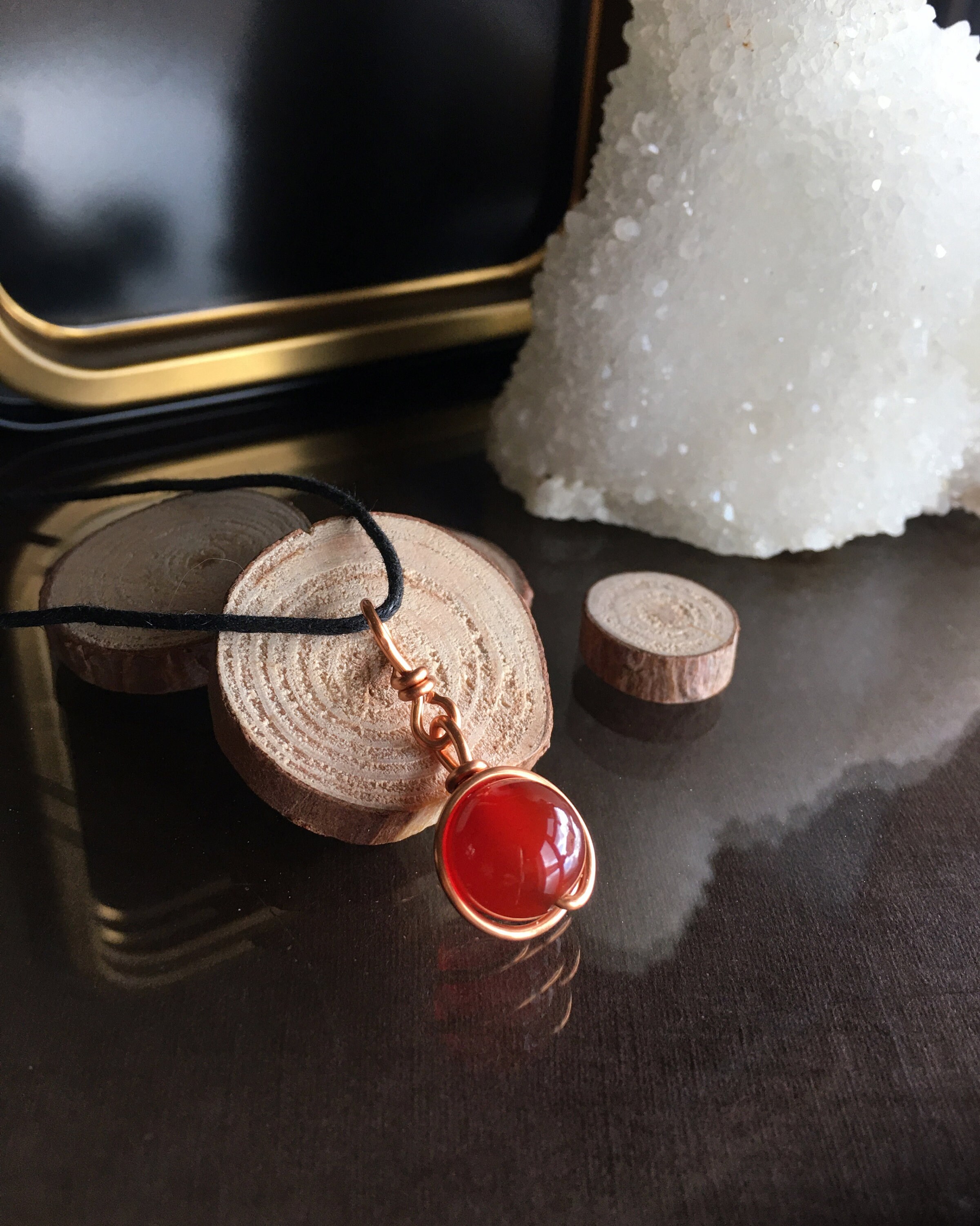 Minimalist Carnelian Necklace: Genuine Gemstone Jewelry