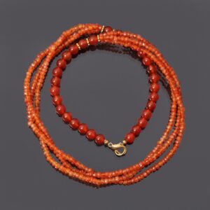 Natural Orange Carnelian Beaded Necklace, Handmade Multi Strand Jewelry Natural Orange Carnelian Beaded Necklace, Handmade Multi Strand Jewelry
