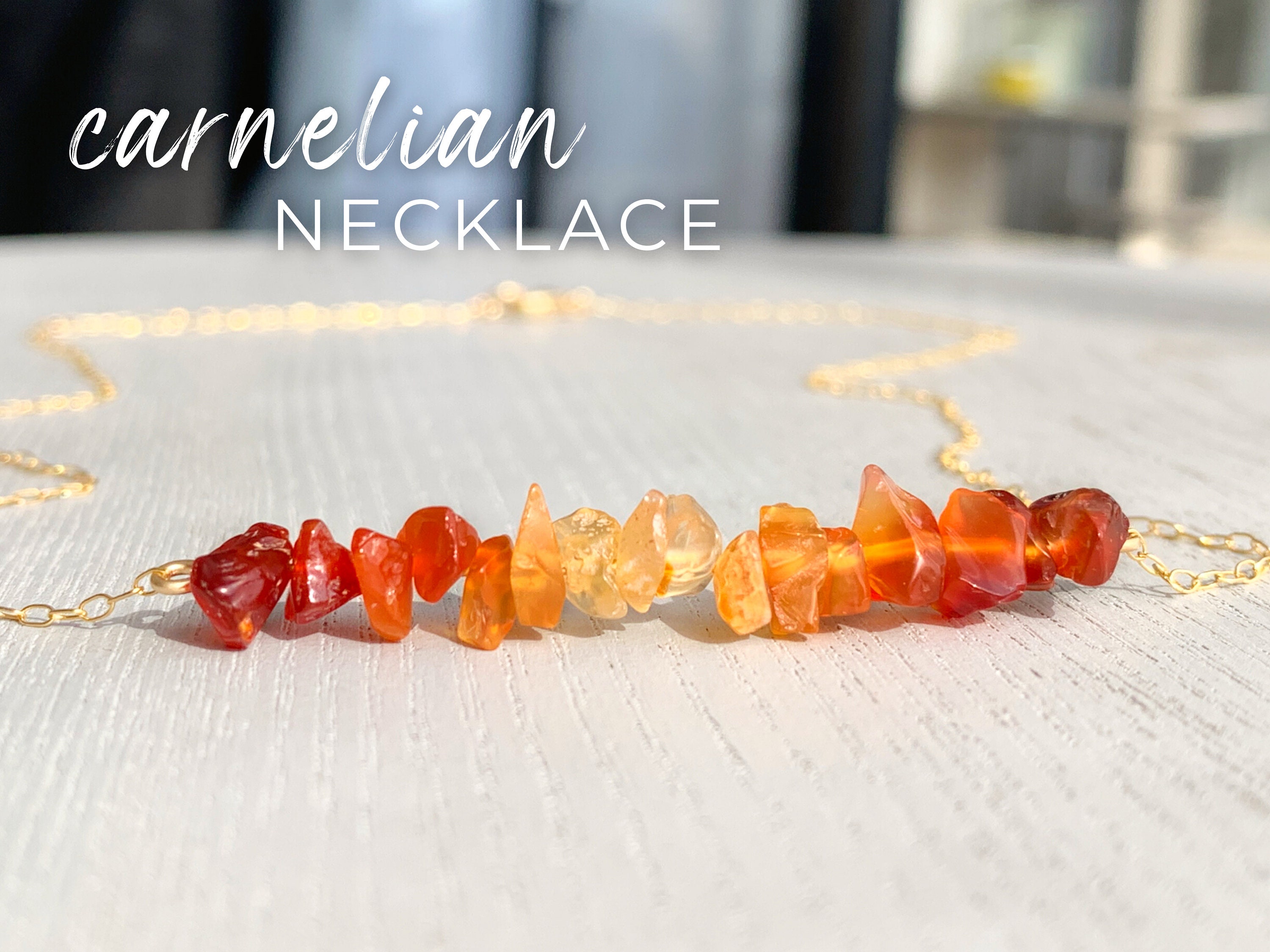 Ombre Red Crystal Necklace, July Birthstone Necklace For Mom, Red Gemstone Necklace Gold, Silver Carnelian Necklace, Ombre Crystal Necklace
