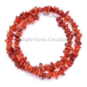 Orange Carnelian Chip Necklace, Gemstone Nugget Jewelry Orange Carnelian Chip Necklace, Gemstone Nugget Jewelry