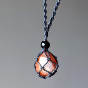 Carnelian Necklace Orange Hot Stuff Stone Macrame Carnelian Necklace Orange Hot Stuff Stone Macrame