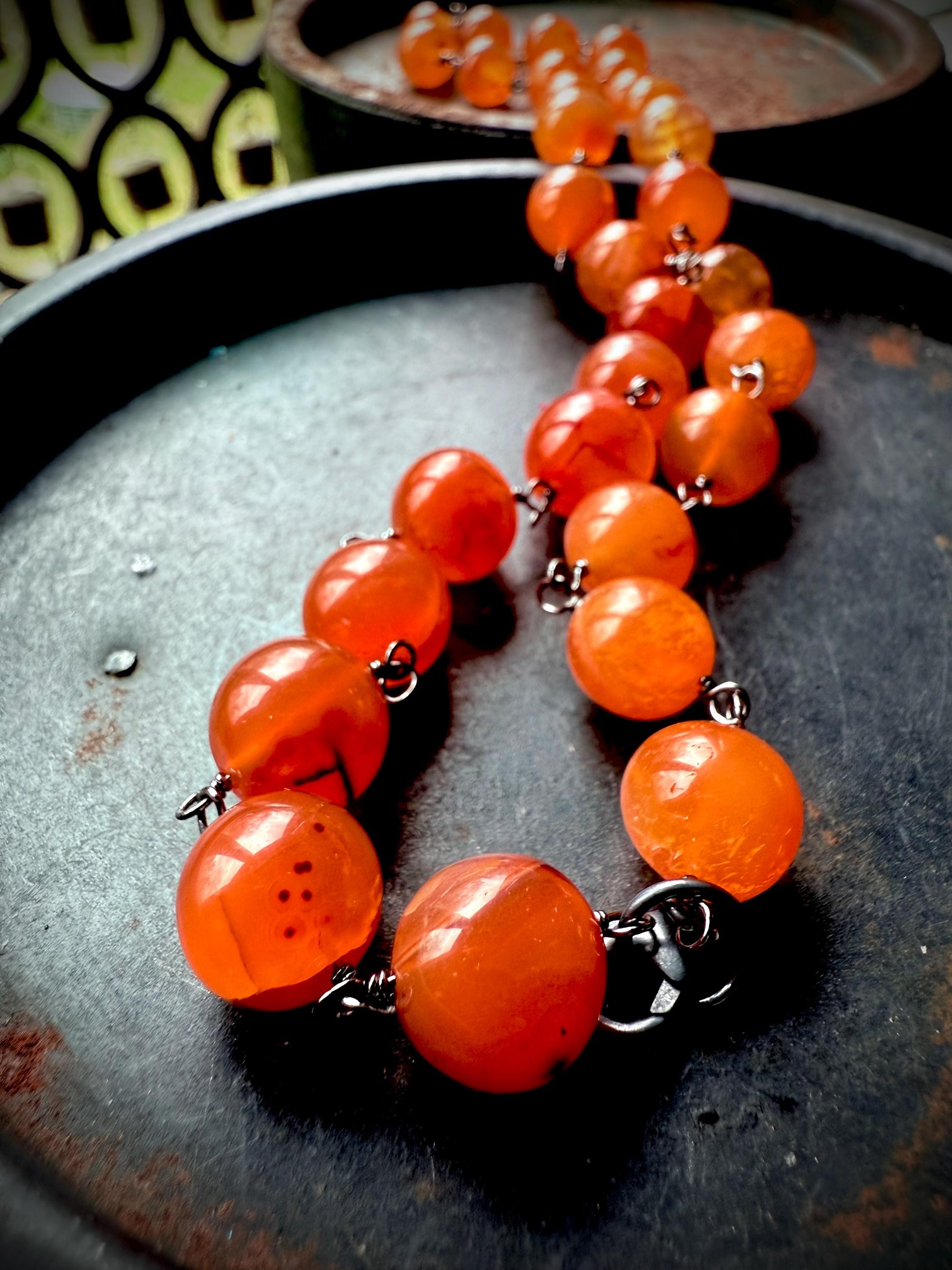 Carnelian Necklace, Carnelian, Orange Stone Necklace Carnelian Necklace, Carnelian, Orange Stone Necklace