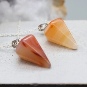 Carnelian Pendulum Necklace: Crystal Dowsing, Sterling Silver Option Carnelian Pendulum Necklace: Crystal Dowsing, Sterling Silver Option
