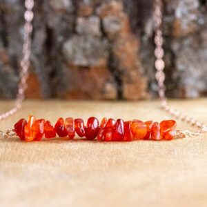 Raw Carnelian Bar Necklace - Raw Stone Necklace - Carnelian Necklace In Silver, Gold Or Rose Gold - Carnelian Jewelry - Chakra Necklace