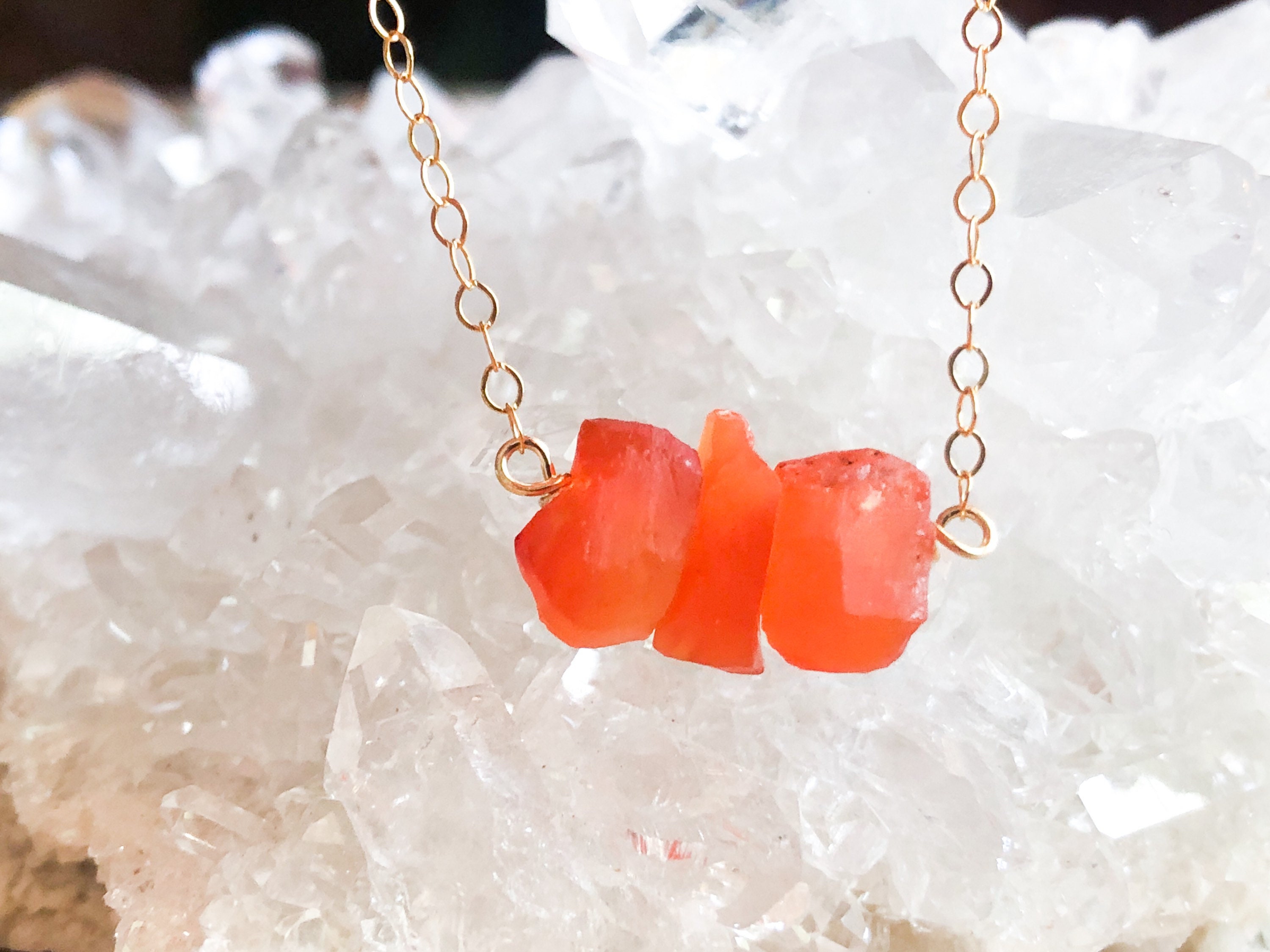 Raw Carnelian Bar Necklace - Raw Stone Necklace - Carnelian Necklace In Silver, Gold Or Rose Gold - Carnelian Jewelry - Chakra Necklace