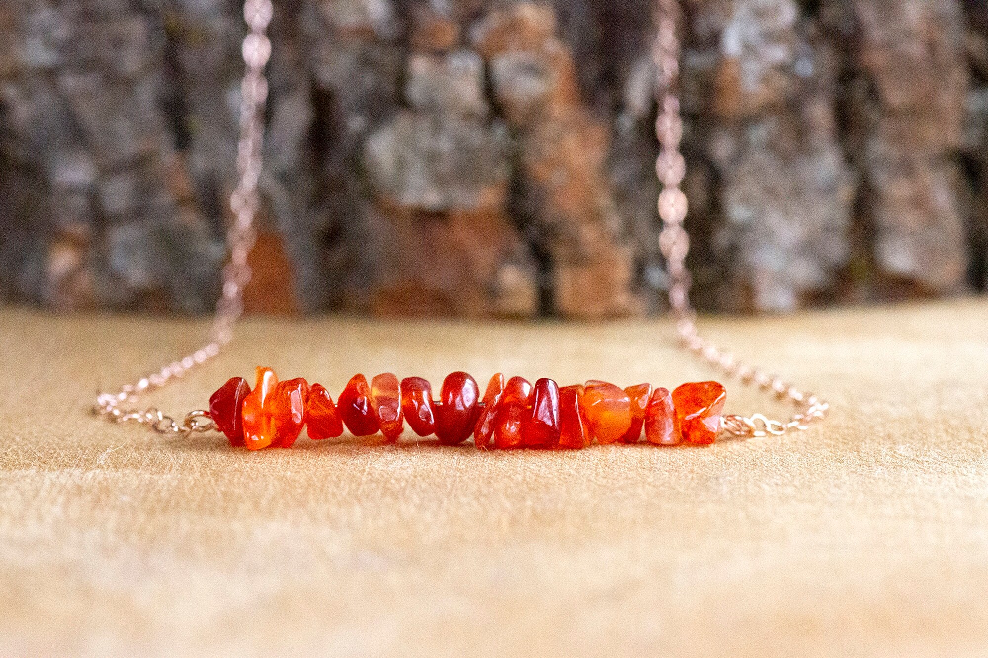 Raw Carnelian Bar Necklace - Raw Stone Necklace - Carnelian Necklace In Silver, Gold Or Rose Gold - Carnelian Jewelry - Chakra Necklace