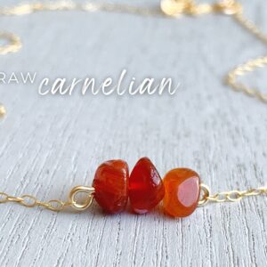 Raw Carnelian Necklace, Carnelian Jewelry, July Birthstone Necklace, Red Crystal Necklace, Red Gemstone Necklace For Bridesmaids, Sister