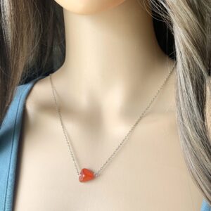 Red Carnelian Necklace: July Birthstone, Sterling Silver Or Gold Red Carnelian Necklace: July Birthstone, Sterling Silver Or Gold