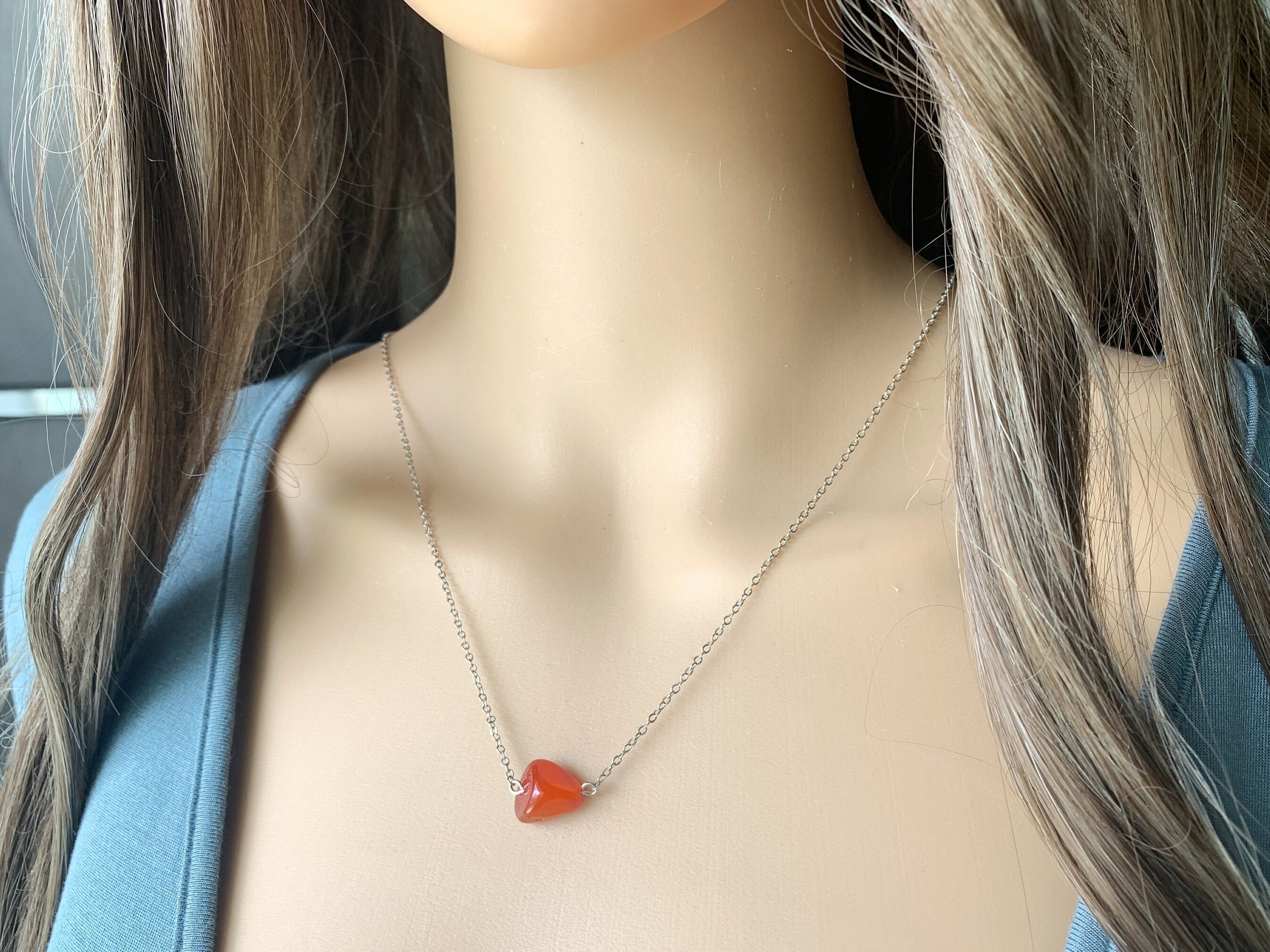 Red Carnelian Necklace: July Birthstone, Sterling Silver Or Gold