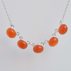 Red Carnelian Sterling Silver Necklace: Handmade Gemstone Chain Red Carnelian Sterling Silver Necklace: Handmade Gemstone Chain