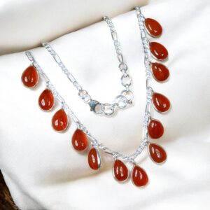Red Carnelian Teardrop Necklace: Handmade 925 Sterling Silver Boho Jewelry Red Carnelian Teardrop Necklace: Handmade 925 Sterling Silver Boho Jewelry