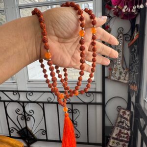 Rudraksha Carnelian 108 Mala Necklace Prayer Beads Yoga Meditation Gift Rudraksha Carnelian 108 Mala Necklace Prayer Beads Yoga Meditation Gift