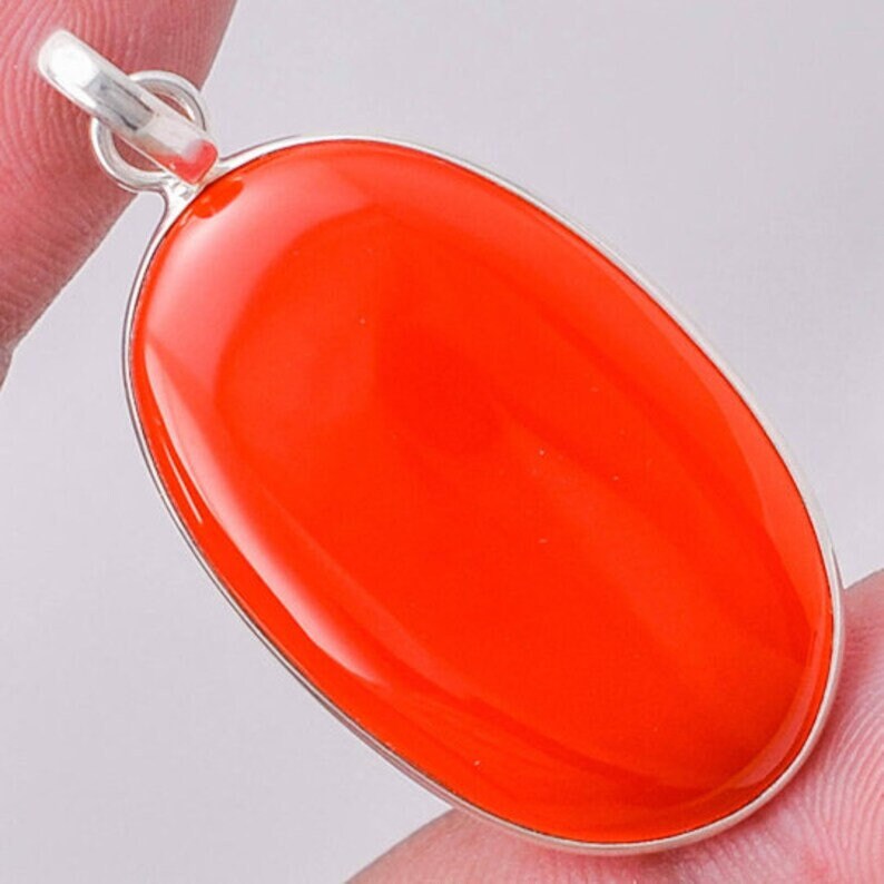 Sale, Very Beautiful Oval Carnelian Necklace, 925 Silver With Organza Cord Or 925 Silver Chain Sale, Very Beautiful Oval Carnelian Necklace, 925 Silver With Organza Cord Or 925 Silver Chain