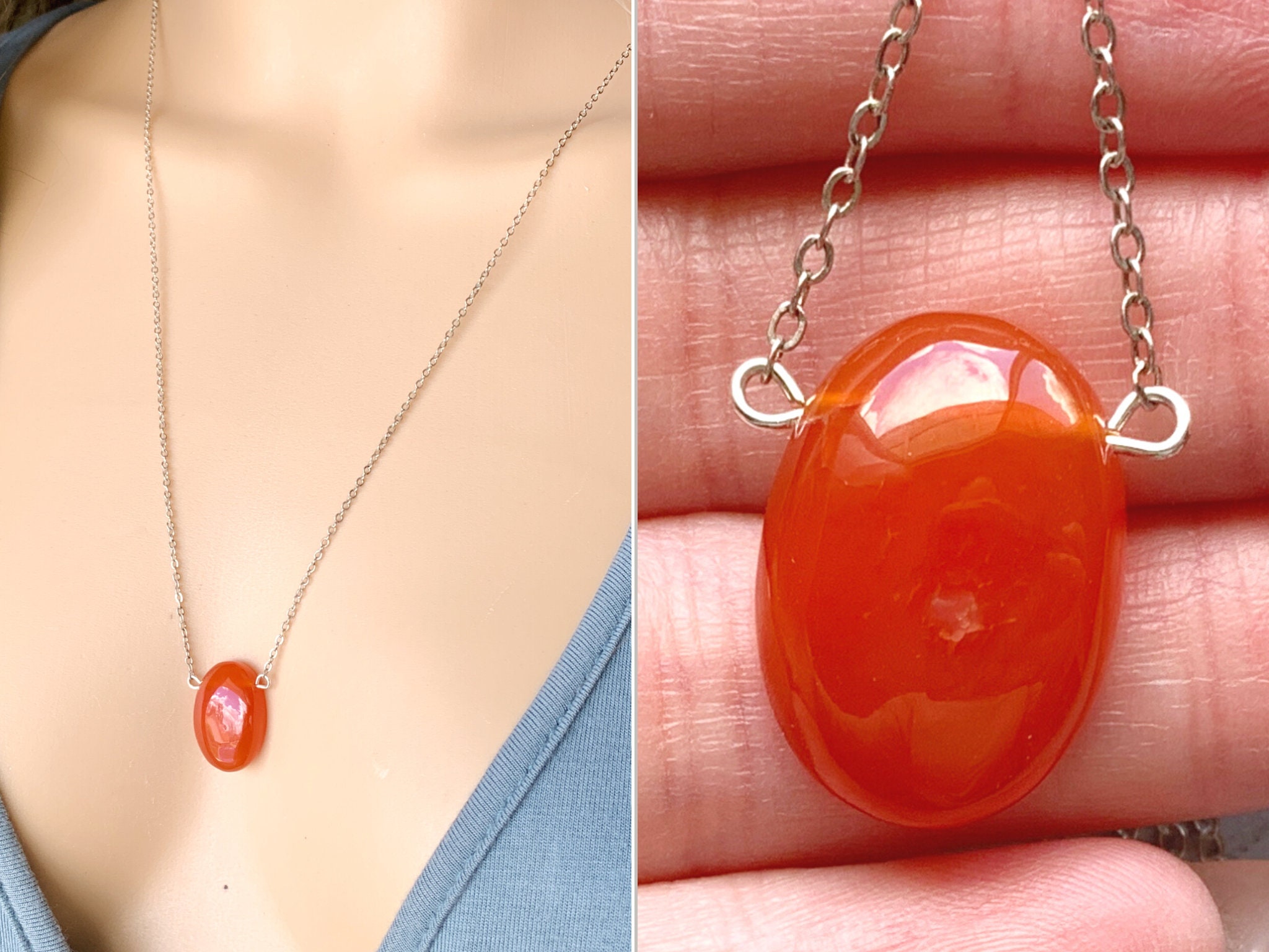 Carnelian Necklace Silver Or Gold, Red Stone Necklace, Real Carnelian Crystal Jewelry, Sacral Chakra Necklace, Birthday Gift Exact Stone