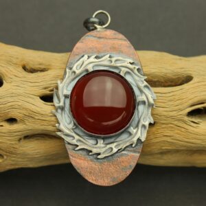 Carnelian Silver Necklace, Red Orange Cabochon Bezel Set Sterling Silver, Silver Fire, Copper, Bead Chain Carnelian Silver Necklace, Red Orange Cabochon Bezel Set Sterling Silver, Silver Fire, Copper, Bead Chain