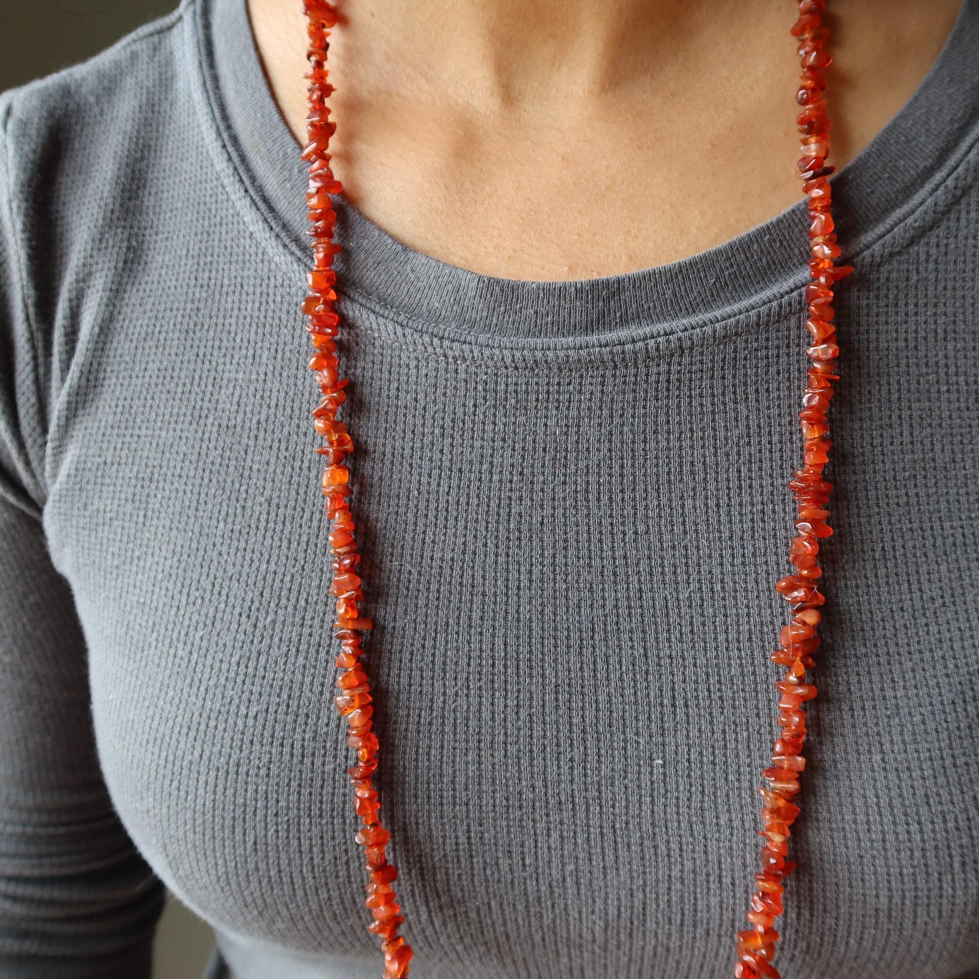 Carnelian Necklace Vampire Protection Stone Strand