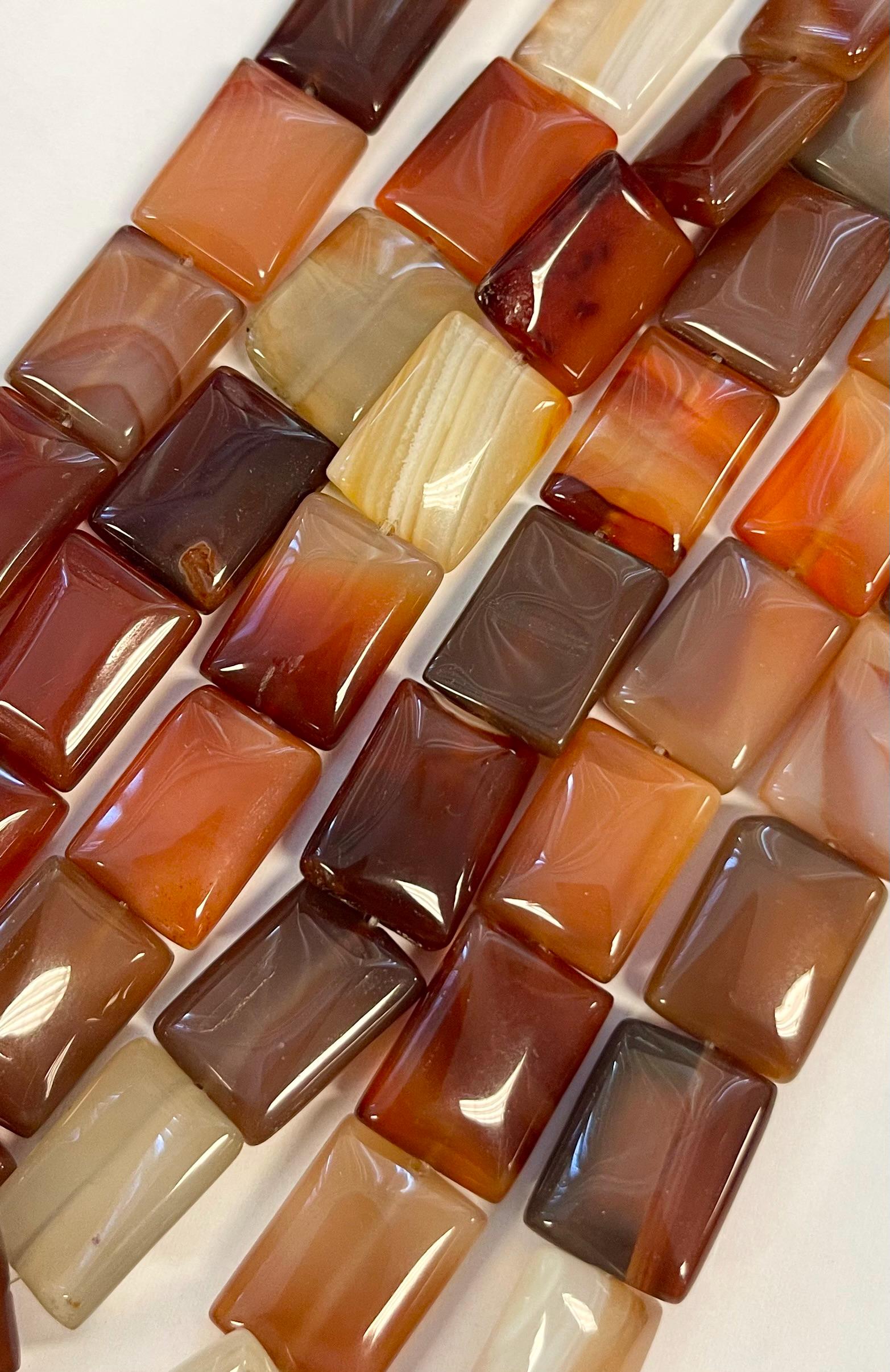 Carnelian 18x13x6mm Flat Rectangle Gemstone Beads -- 15.5 Inch Strand
