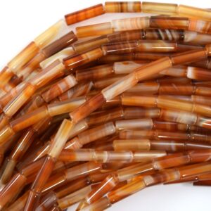 4x13mm Natural Stripe Carnelian Tube Beads 15.5" Strand 13mm S3