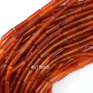 4x13mm Red Carnelian Tube Beads 15" Strand 13mm S1