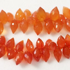 5x9mm - 7x14mm Carnelian Beads, Carnelian Faceted Puffed Marquise Beads, Carnelian Marquise For Jewelry , 4 Inch, 35 Pcs - Vca3