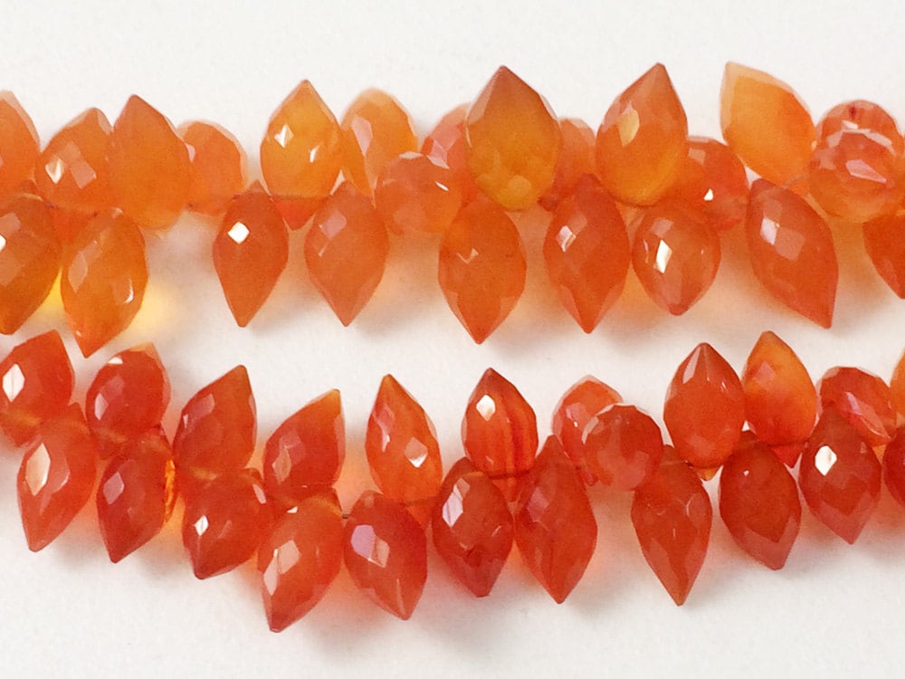 5x9mm - 7x14mm Carnelian Beads, Carnelian Faceted Puffed Marquise Beads, Carnelian Marquise For Jewelry , 4 Inch, 35 Pcs - Vca3