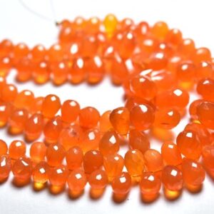 6.5 Inches - Natural Super Quality Faceted Carnelian Teardrops Briolettes - Size Is 5x7-7x11 Mm #1229