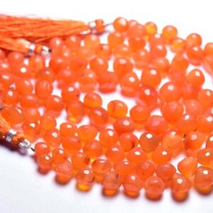 7 Inches - Natural Finest Quality Faceted Carnelian Onion Briolettes - Size Is 7-9 Mm #1373