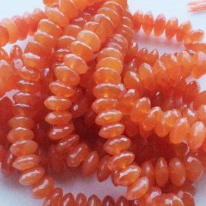 8.5mm-11mm Carnelian German Cut Beads, Carnelian Disc Beads, Orange Gemstone Beads, Carnelian Beads For Jewelry (8in To 16in Options)