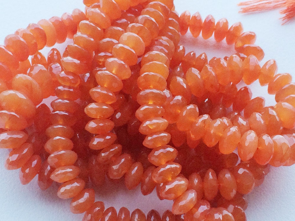 8.5mm-11mm Carnelian German Cut Beads, Carnelian Disc Beads, Orange Gemstone Beads, Carnelian Beads For Jewelry (8in To 16in Options)