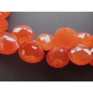8-9mm Faceted Carnelian Heart Briolettes, Orange Gemstone Strand (4in-8in)