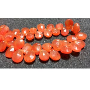 8x10mm Carnelian Faceted Pear For Jewelry, Carnelian Briolettes, Juicy Orange Beads, Carnelian Faceted Pear Strand (4in To 8in Options)