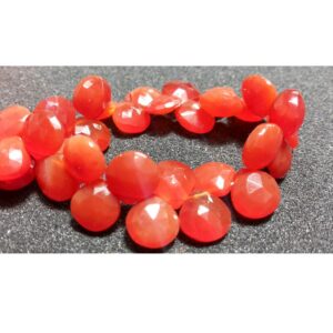 9-10mm Carnelian Faceted Hearts For Jewelry, Carnelian Heart Briolettes, Juicy Orange Beads, Hearts Carnelian Strand (4in To 8in Options)
