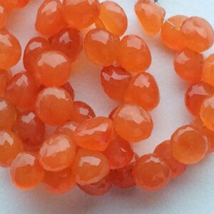 9mm Carnelian Faceted Onion For Jewelry, Carnelian Briolettes, Juicy Orange Beads, Carnelian Onion Strand (4in To 8in Options)