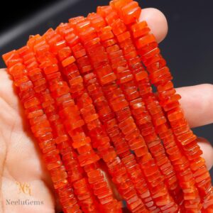 Aaa+ Orange Carnelian Smooth Heishi Square Beads,natural Carnelian Heishi Briolette Beads,15" Gemstone Beads For Handmade Jewelry