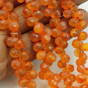 Aaa+ Orange Carnelian Faceted Teardrop Briolette Beads,natural Carnelian Side Drill Drop Beads, 7.5" Gemstone Beads For Handmade Jewelry