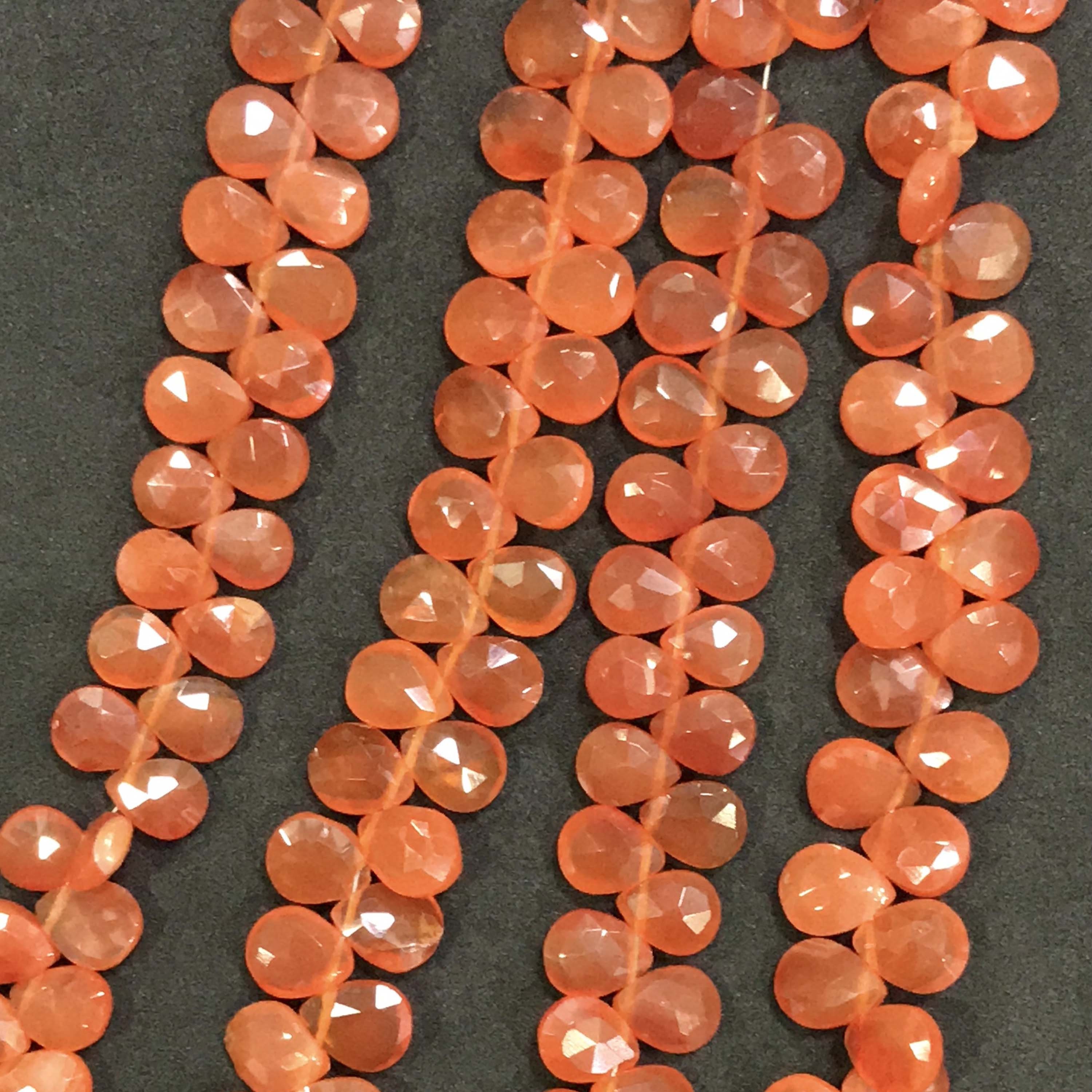 Beautiful- Natural Carnelian Faceted Pear Shape Gemstone Beads, Size- 6/8 Mm Approx Briolettes Length- 8 Inches Strand For Making Jewelry