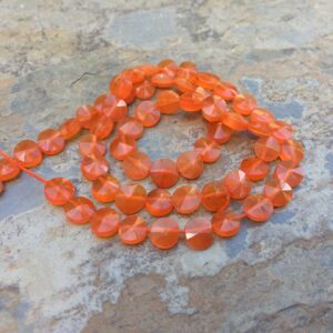 Carnelian Coin Beads, Faceted, 6mm, 14 inch strand
