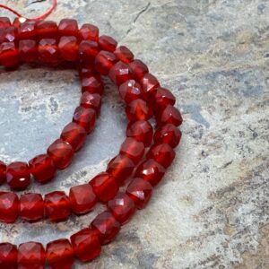 Carnelian Cube Beads, 4mm, 15.5 inch strand