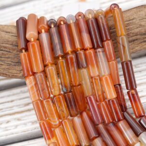 Carnelian Cylinder Beads 4-23mm, Polished Gemstone (ETB01770)