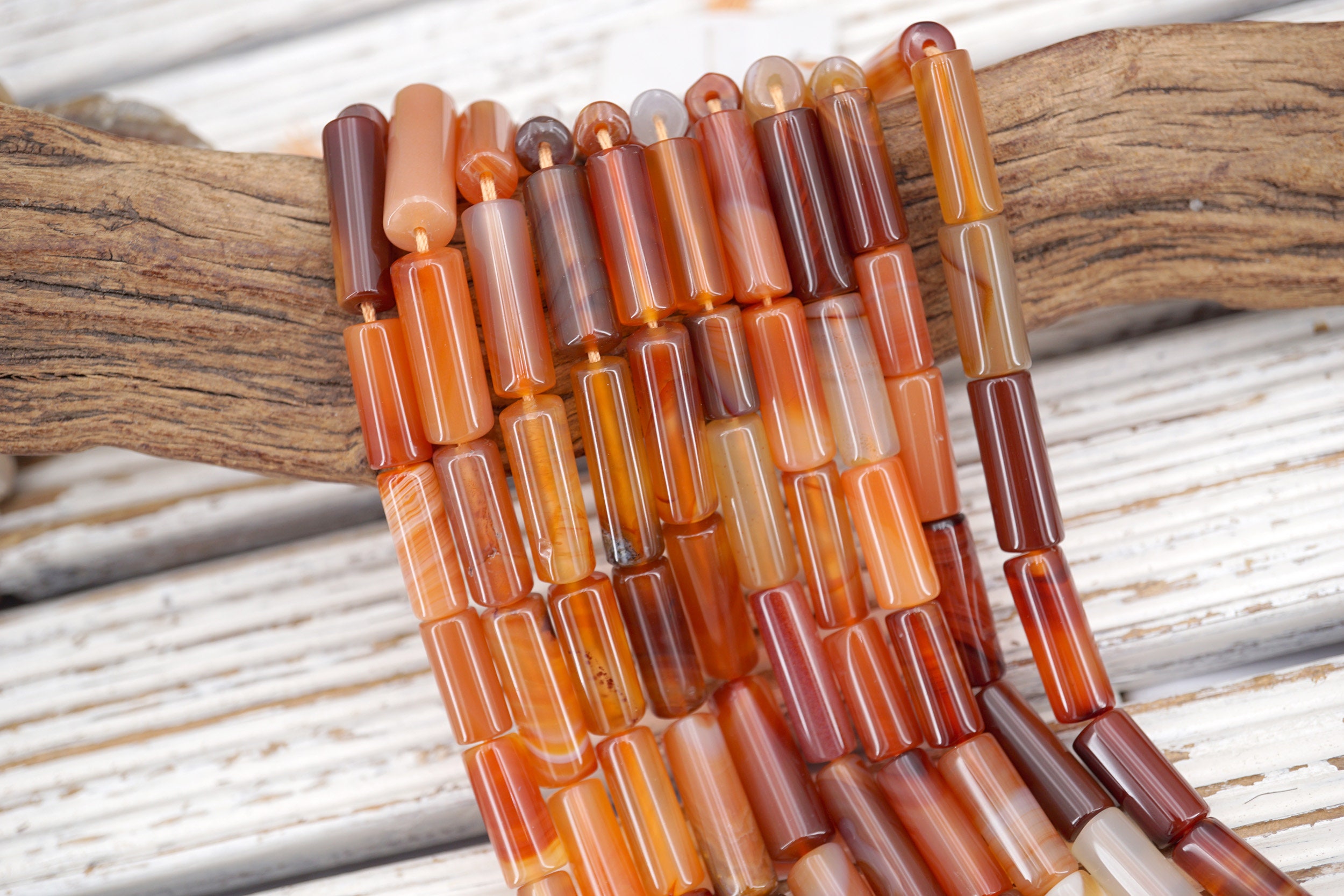 Carnelian Cylinder Beads 4-23mm, Polished Gemstone (etb01770)