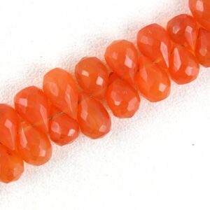 Faceted Carnelian Tear Drop Beads: 10" Strand, 6x8-7x11 Mm