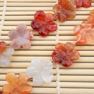 Carnelian flower beads 20-23mm (ETB01250) warmth/happiness/peace/inner strength/vitality