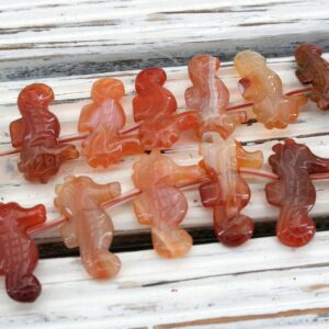Handmade Carnelian Seahorse Beads, Unique Jewelry (ETB00288)